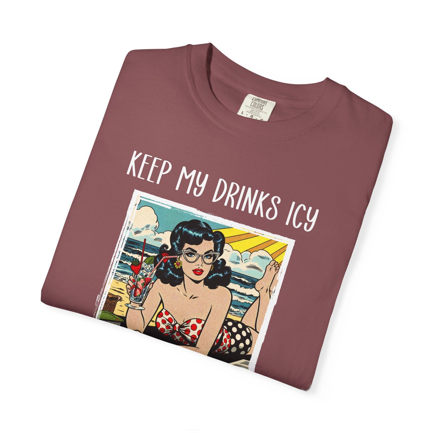 Keep My Drinks Icy And My Books Spicy T-shirt | Retro Pinup Beach Graphic