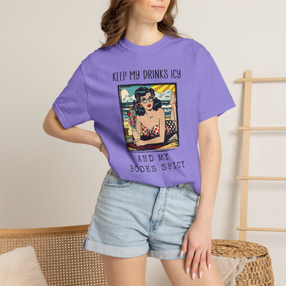 Keep My Drinks Icy And My Books Spicy T-shirt | Retro Pinup Beach Graphic