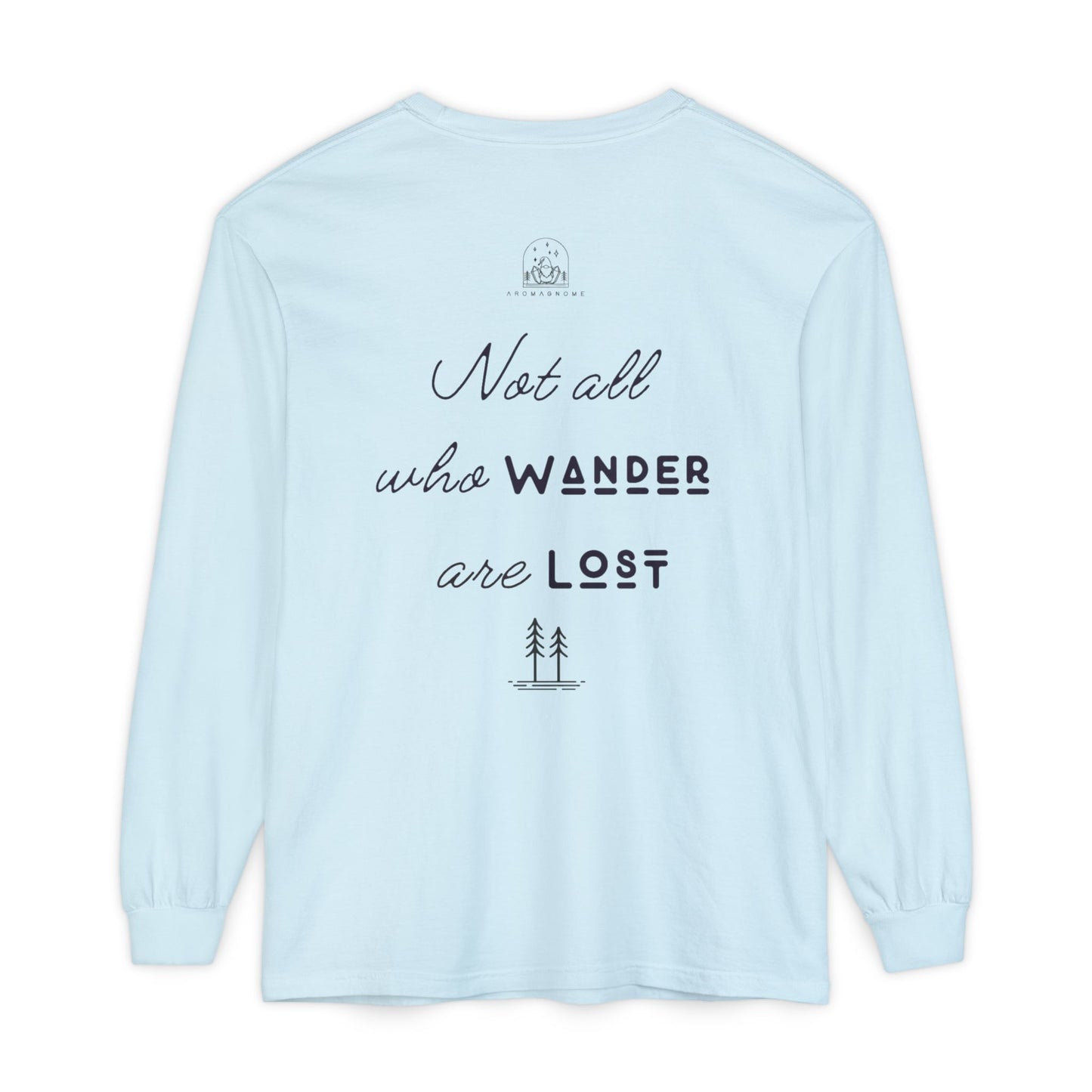 Wanderlust Gnome | Unisex Garment-dyed Long Sleeve Shirt