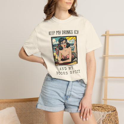 Keep My Drinks Icy And My Books Spicy T-shirt | Retro Pinup Beach Graphic