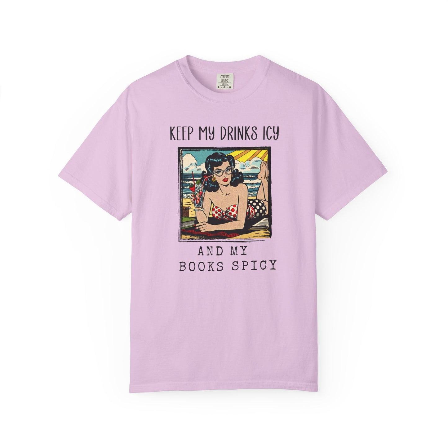 Keep My Drinks Icy And My Books Spicy T-shirt | Retro Pinup Beach Graphic