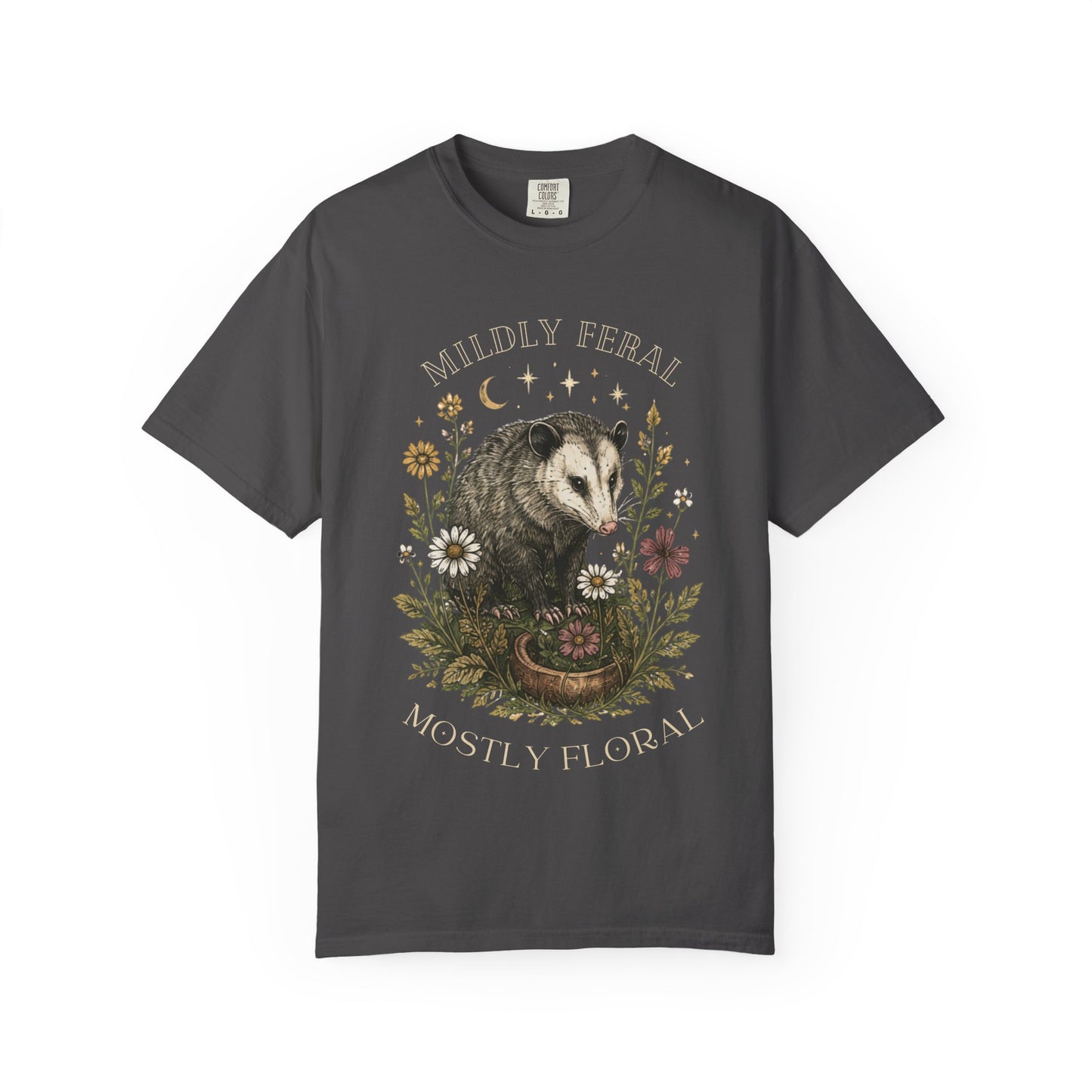 Mildly Feral Mostly Floral T-Shirt — Possum Floral Graphic Tee