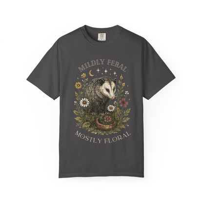 Mildly Feral Mostly Floral T-Shirt — Possum Floral Graphic Tee