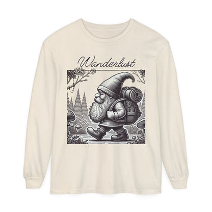 Wanderlust Gnome | Premium Long Sleeve Shirt | Unisex Garment-dyed