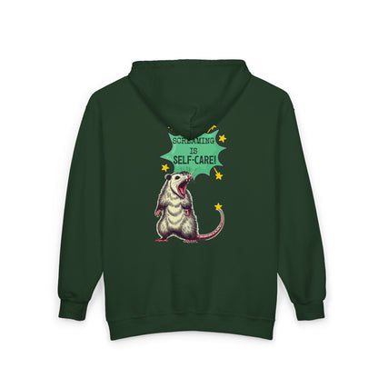 Zip Hoodie — Screaming is Self-Care Graphic Zip-Up