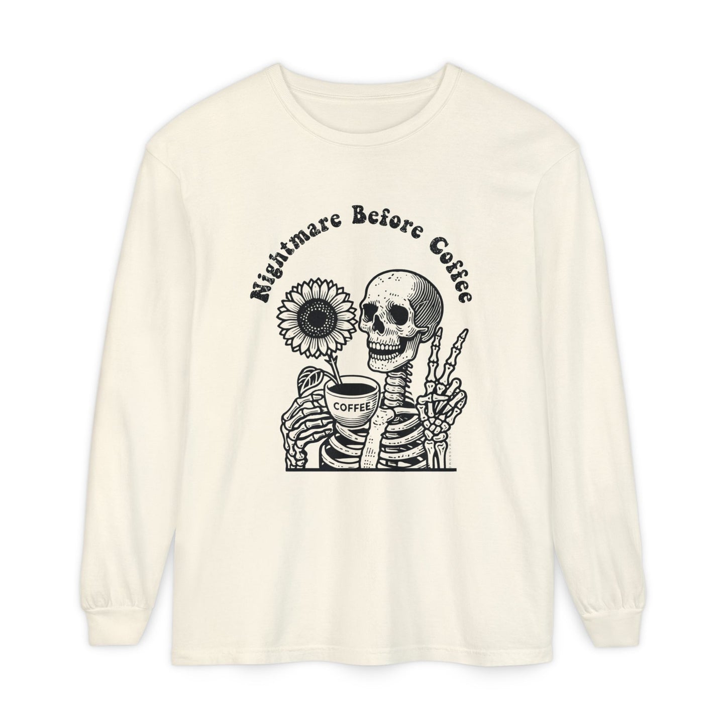 Nightmare Before Coffee | Premium Long Sleeve Shirt | Unisex Garment-dyed