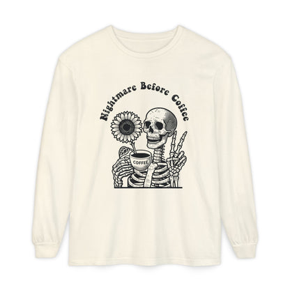 Nightmare Before Coffee | Premium Long Sleeve Shirt | Unisex Garment-dyed