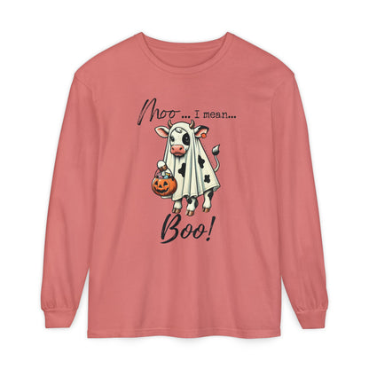 Moo I Mean Boo | Premium Garment-dyed Long Sleeve Shirt