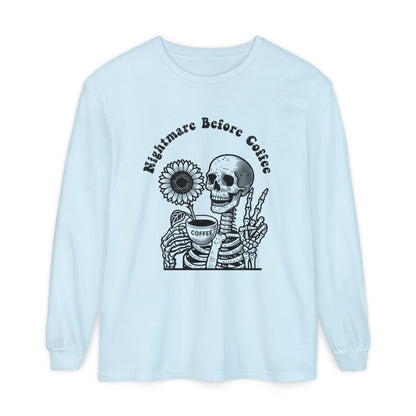 Nightmare Before Coffee | Premium Long Sleeve Shirt | Unisex Garment-dyed