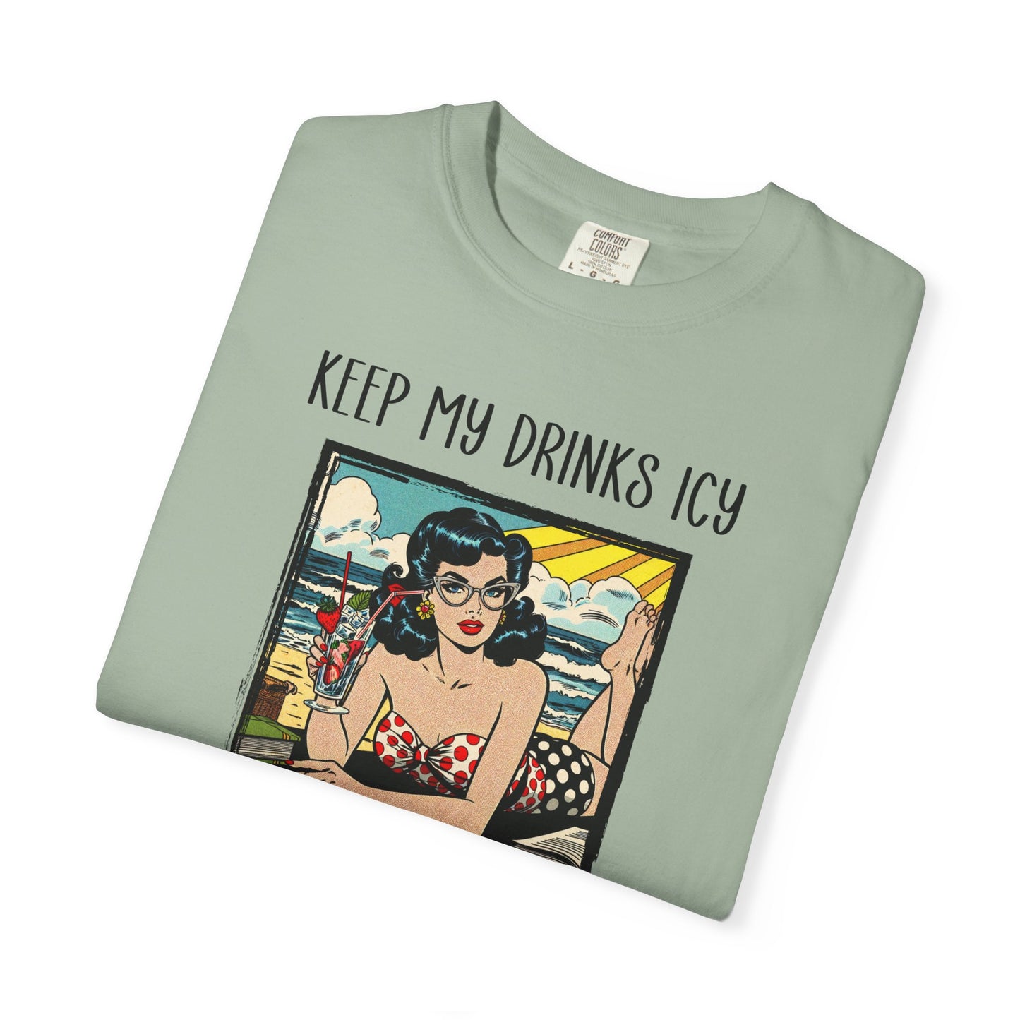 Keep My Drinks Icy And My Books Spicy T-shirt | Retro Pinup Beach Graphic