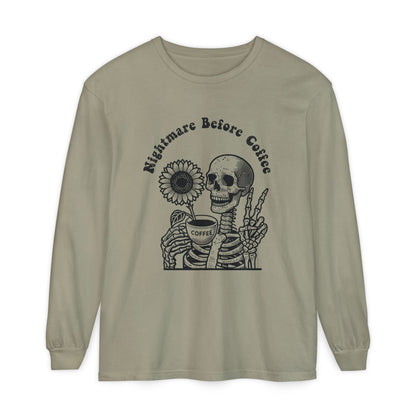 Nightmare Before Coffee | Premium Long Sleeve Shirt | Unisex Garment-dyed
