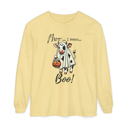Moo I Mean Boo | Premium Garment-dyed Long Sleeve Shirt