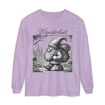 Wanderlust Gnome | Unisex Garment-dyed Long Sleeve Shirt