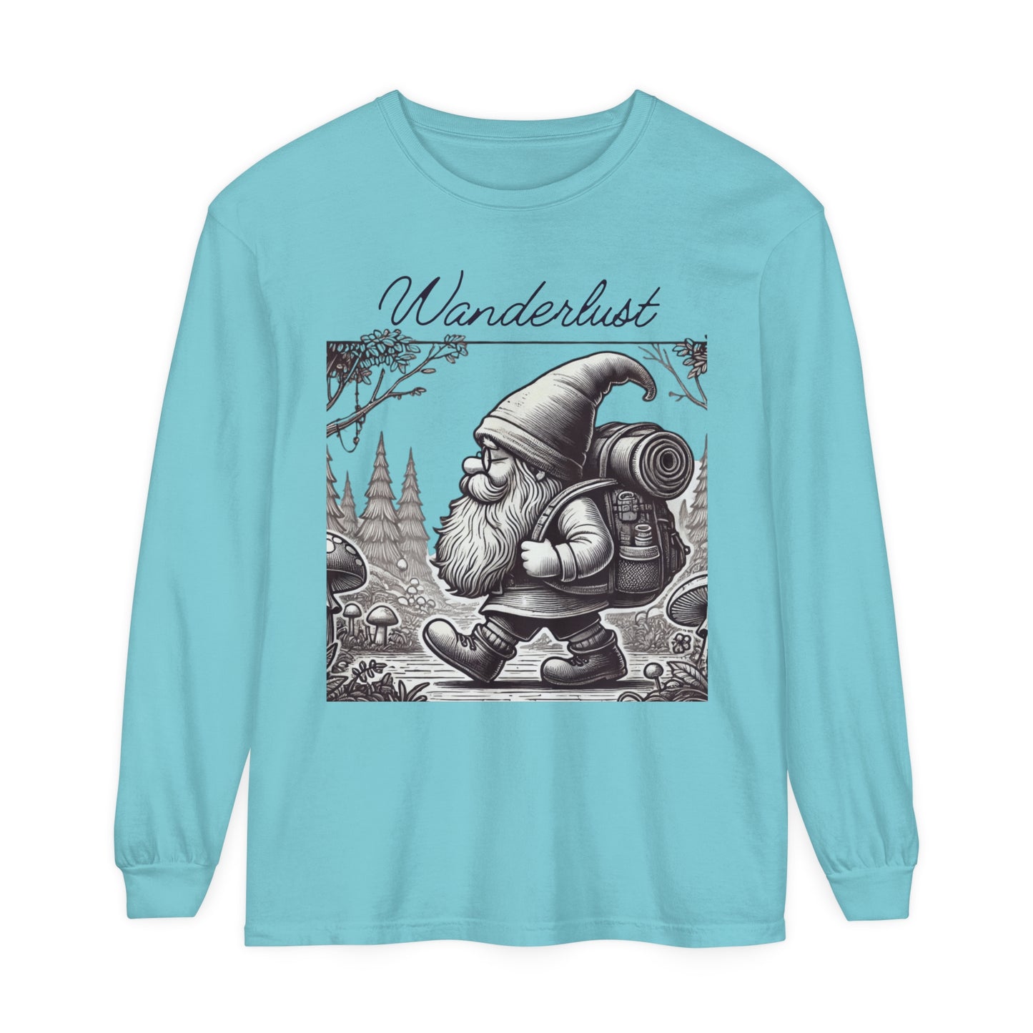 Wanderlust Gnome | Premium Long Sleeve Shirt | Unisex Garment-dyed