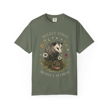 Mildly Feral Mostly Floral T-Shirt — Possum Floral Graphic Tee