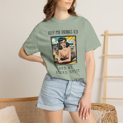 Keep My Drinks Icy And My Books Spicy T-shirt | Retro Pinup Beach Graphic