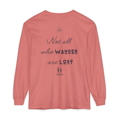 Wanderlust Gnome | Unisex Garment-dyed Long Sleeve Shirt