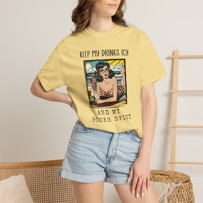 Keep My Drinks Icy And My Books Spicy T-shirt | Retro Pinup Beach Graphic