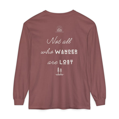 Wanderlust Gnome | Unisex Garment-dyed Long Sleeve Shirt