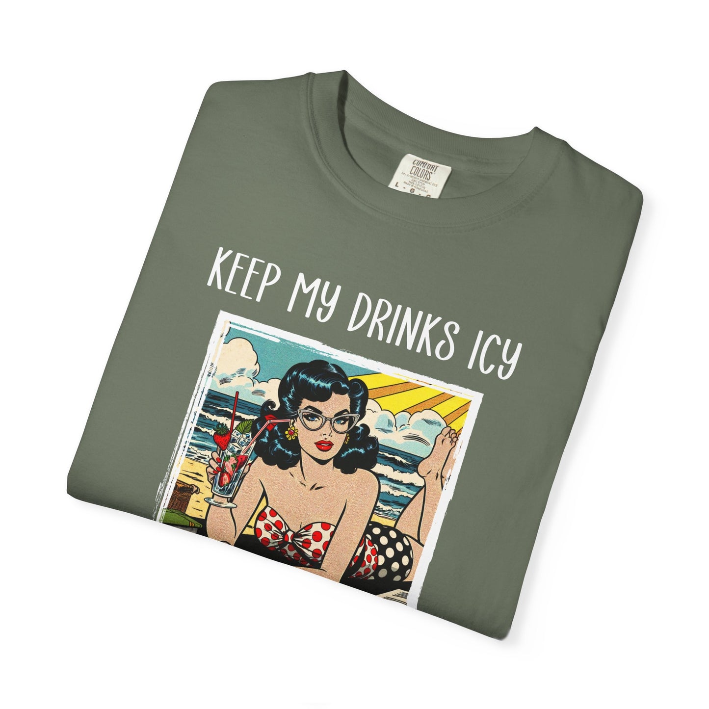 Keep My Drinks Icy And My Books Spicy T-shirt | Retro Pinup Beach Graphic