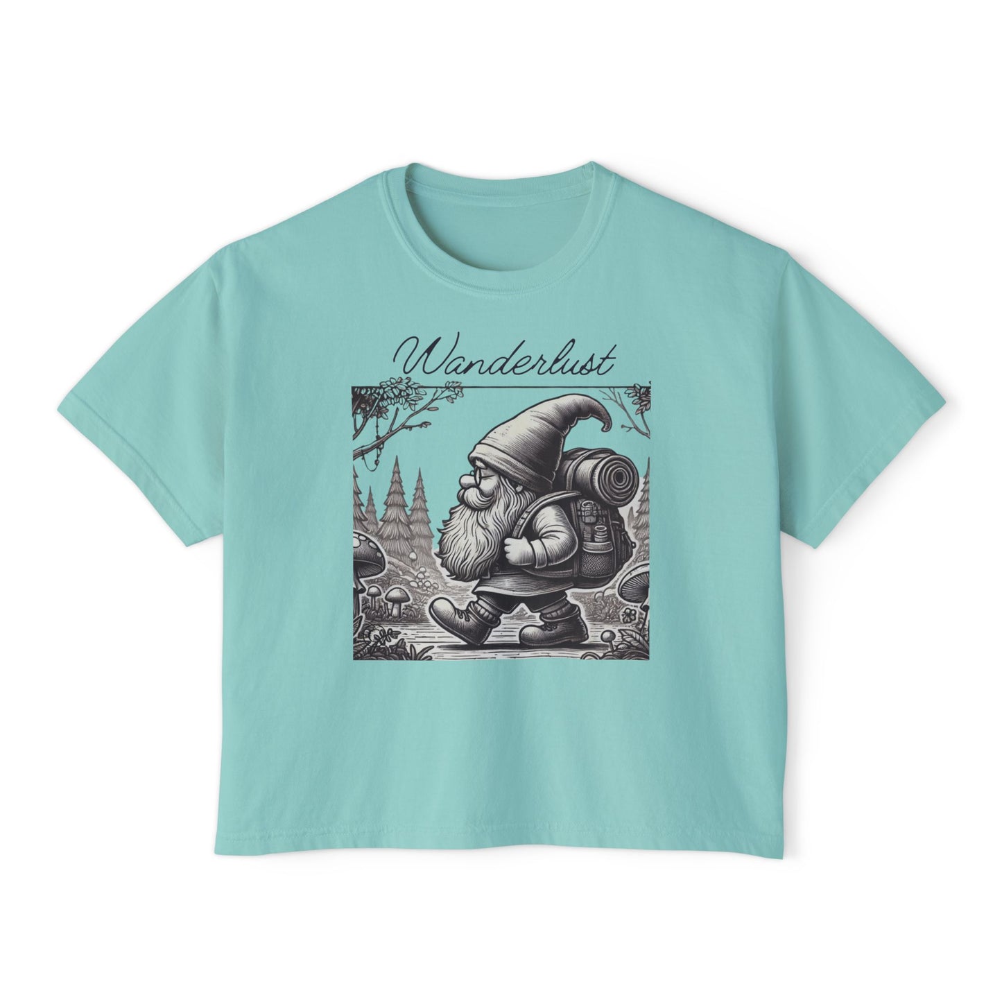 Wanderlust Gnome | Boxy Crop Top | Heavy Weight Cotton Cozieness