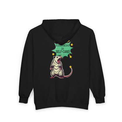 Zip Hoodie — Screaming is Self-Care Graphic Zip-Up