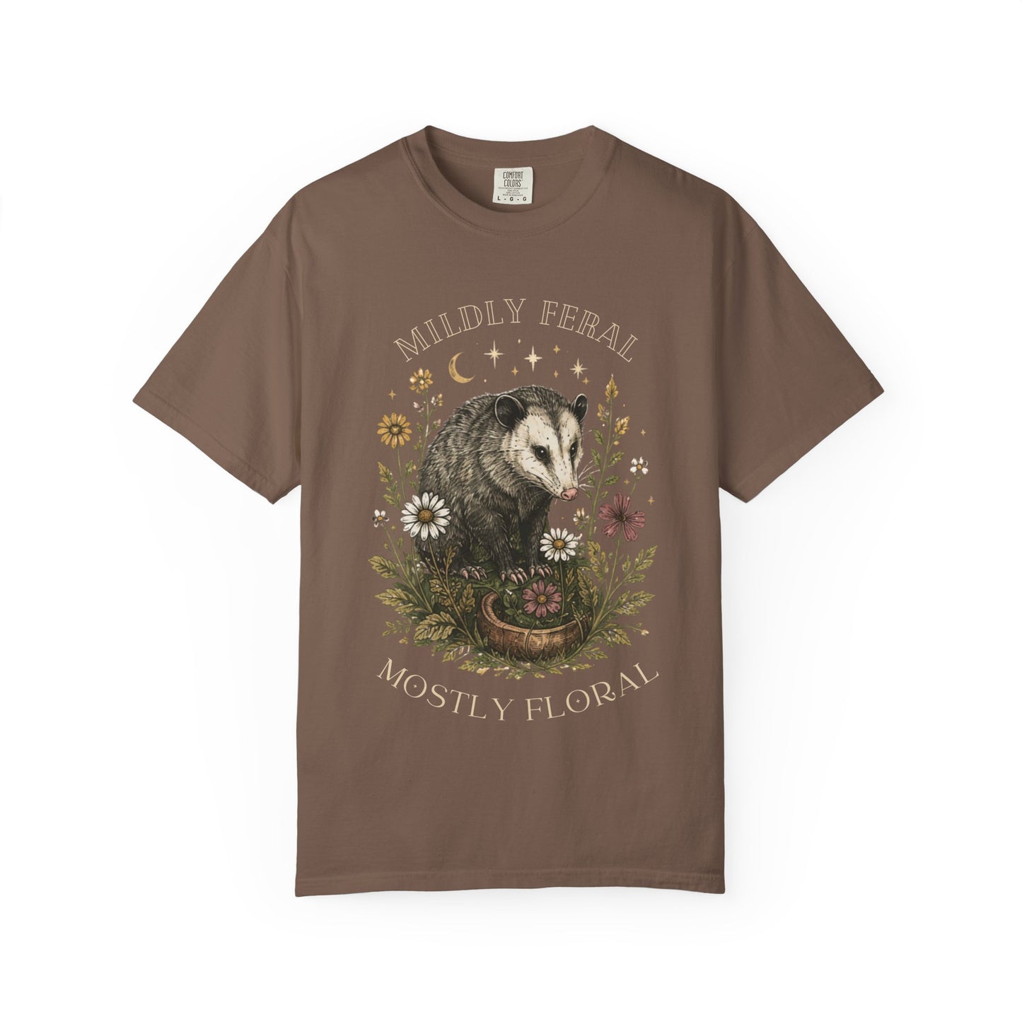 Mildly Feral Mostly Floral T-Shirt — Possum Floral Graphic Tee
