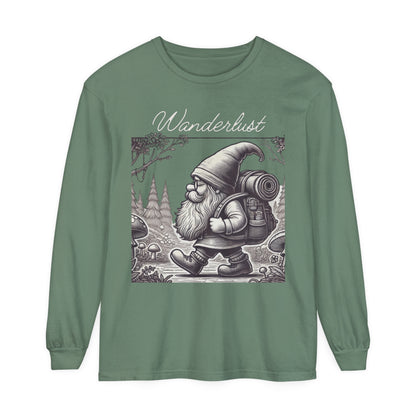 Wanderlust Gnome | Premium Long Sleeve Shirt | Unisex Garment-dyed