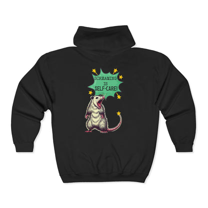 Zip Hoodie — Screaming is Self-Care Graphic Zip-Up