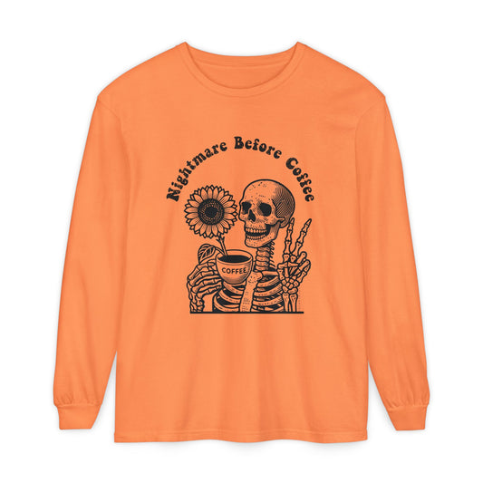 Nightmare Before Coffee | Premium Long Sleeve Shirt | Unisex Garment-dyed
