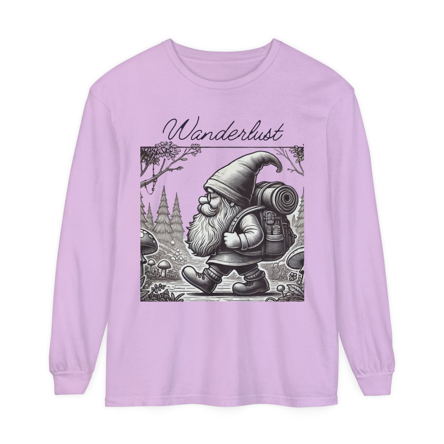 Wanderlust Gnome | Premium Long Sleeve Shirt | Unisex Garment-dyed