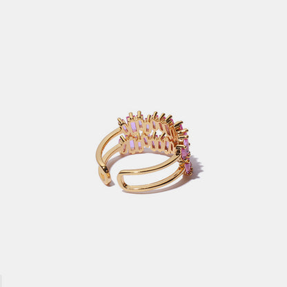 Blush Rose Pink Double-Layered Open Ring | 18K Gold-Plated